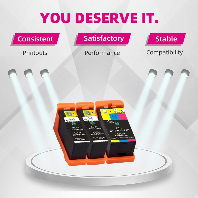 IN INTACTECH Compatible Ink Cartridges Replacement for Dell V313, V313w, V515w, V715w, P513w, P713w (Black 2 Nos and Color 1 Nos, 3-Pack) - Image 2